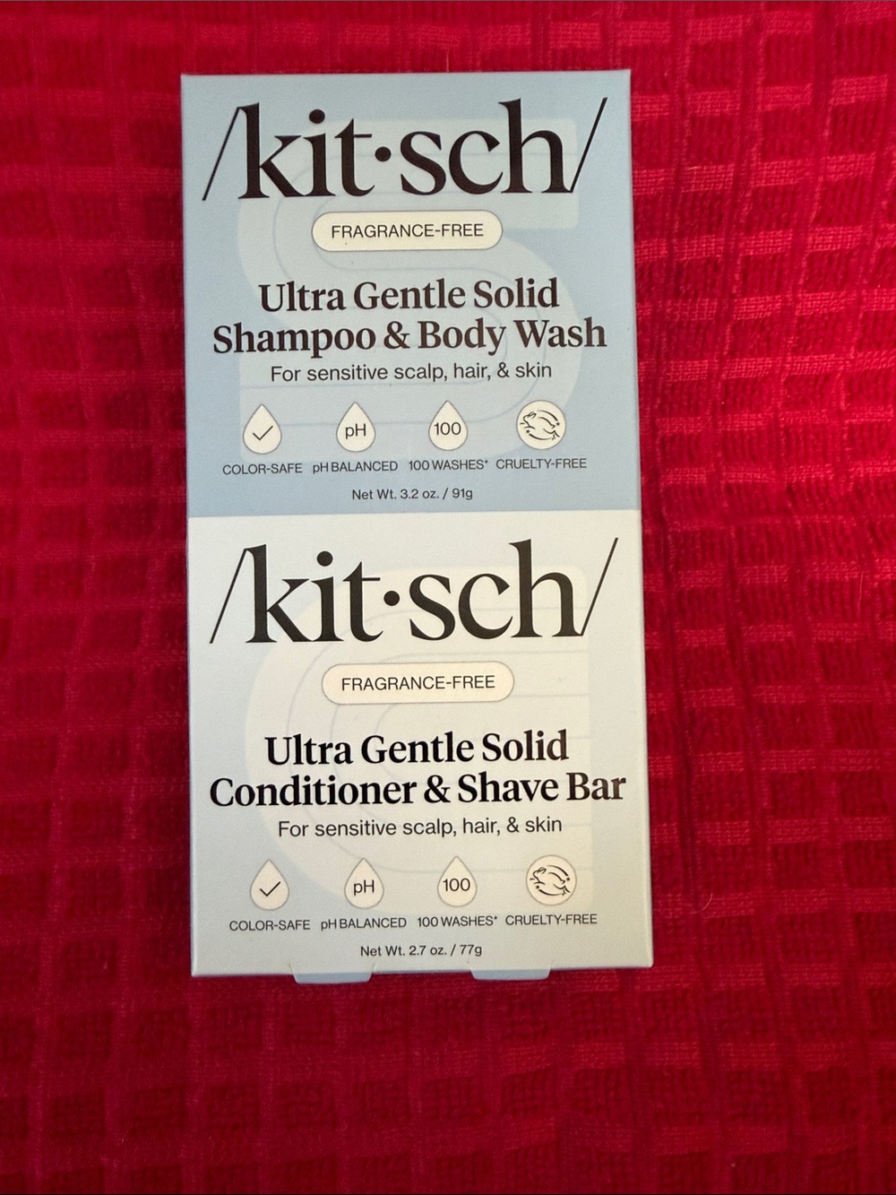 Kitsch Ultra Gentle Solid Shampoo & Body Wash + Conditioner & Shave Bar - White